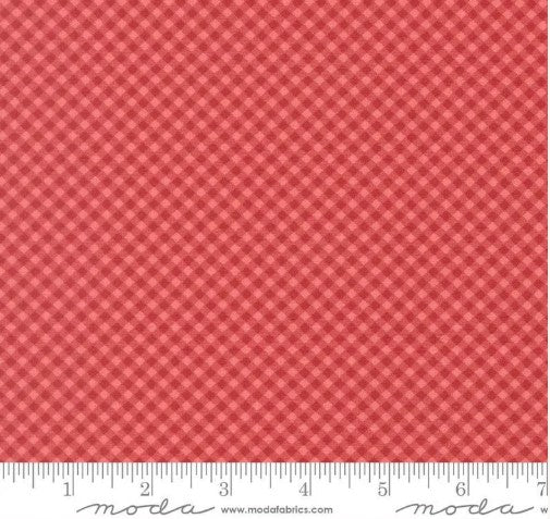 Petals and Polka Dots Red Check on bias Cotton Fabric