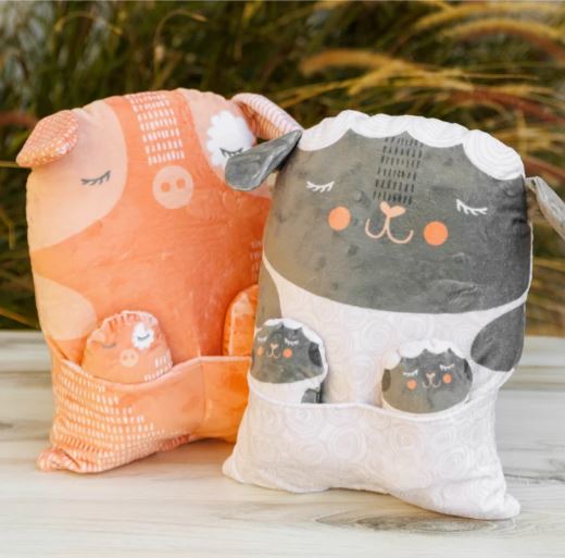 Farmstead Sheep and Pig with babies Cuddle Fabric Panel