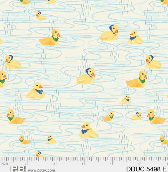 Darling Ducklings swimming Cotton Fabric