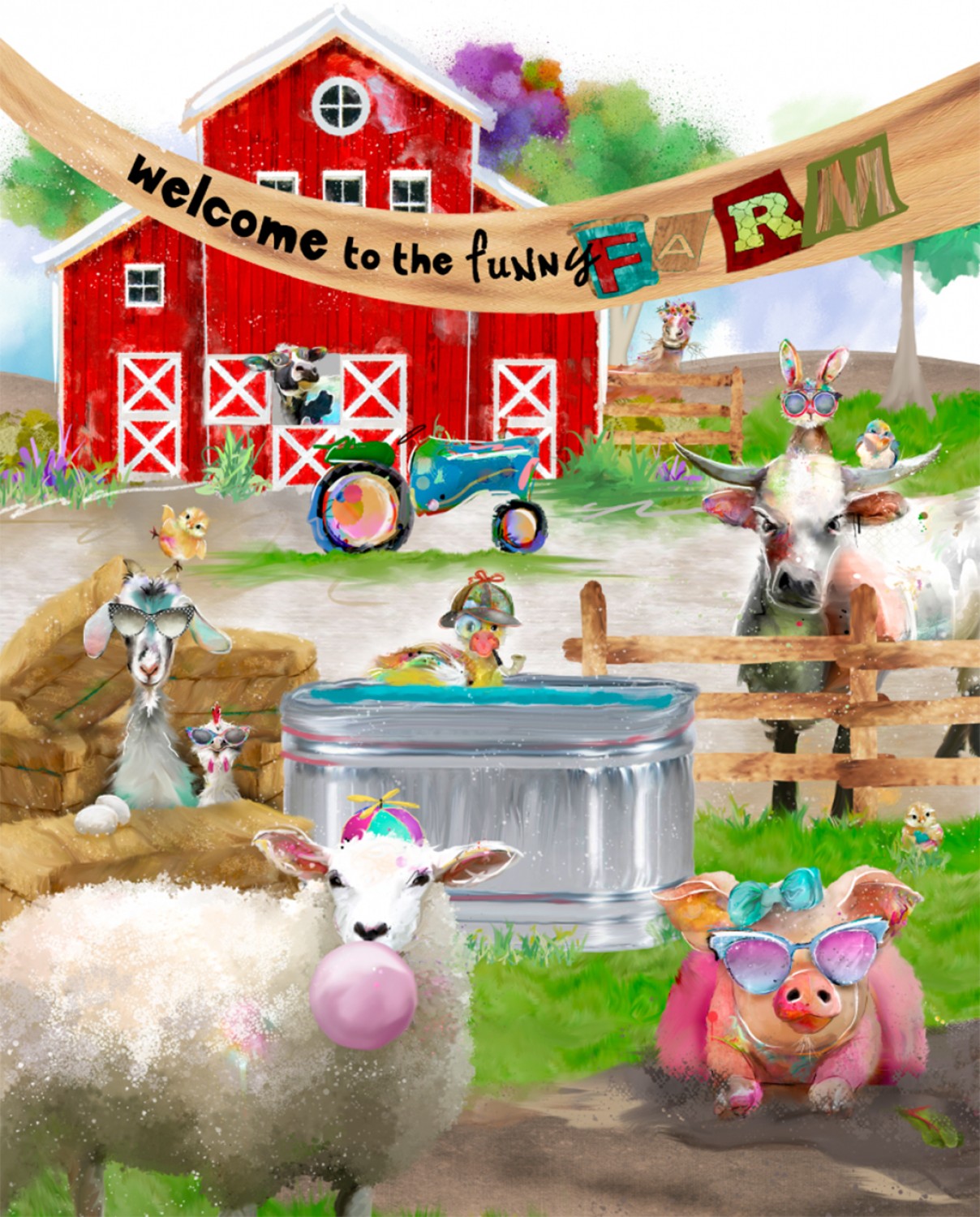 Welcome to the Funny Farm Fabric Panel