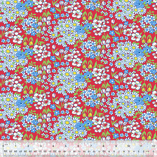 Wild Flour Red Cotton Quilting Fabric