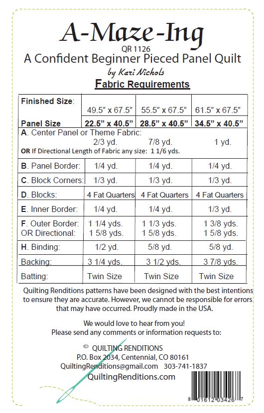 Amazing PDF Download Panel Quilt Pattern by Quilting Renditions