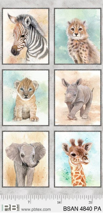 Baby Safari Animal Fabric Panel