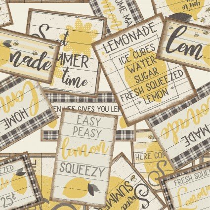 Lemonade - Sign Collage Fabric **Clearance