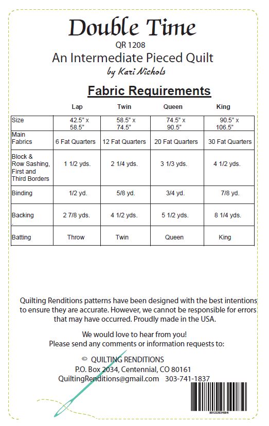 Double Time PDF Download Quilt Pattern by Quilting Renditions