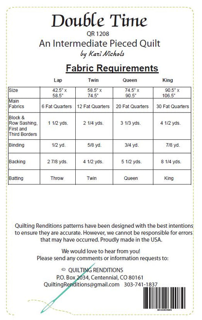 Double Time PDF Download Quilt Pattern by Quilting Renditions
