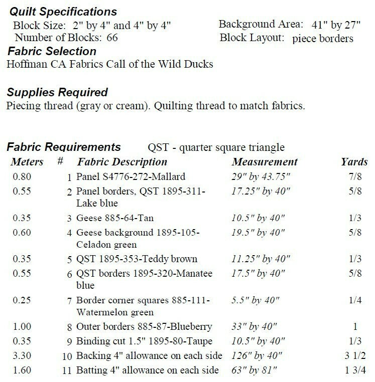 Duck Migration PDF Quilt Pattern by Castilleja Cotton