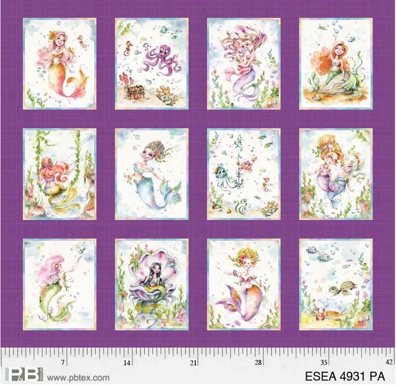 Enchanted Seas Mermaid Fabric Panel