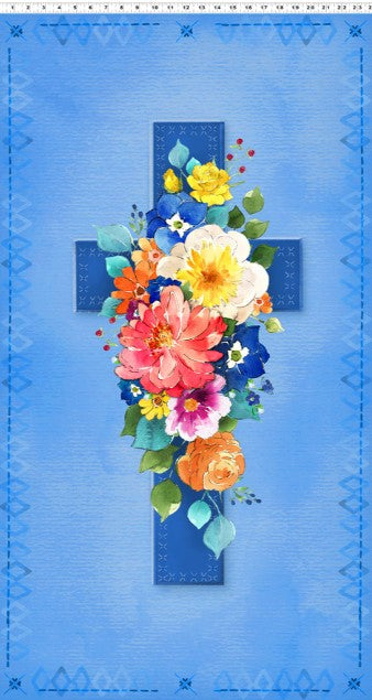 Faith, Blue Denim Fabric Panel #28