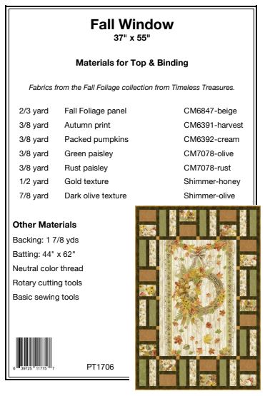 Fall Window PDF Download Quilt Pattern by Pine Tree Country Quilts