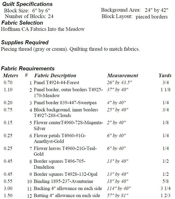 Floral Meadow PDF Quilt Pattern by Castilleja Cotton
