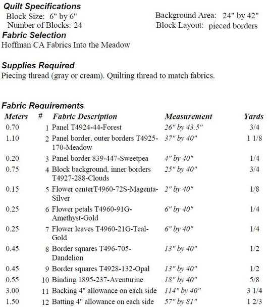 Floral Meadow PDF Quilt Pattern by Castilleja Cotton