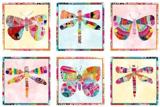 Garden Flight Butterfly and Dragonfly Fabric Panel #92