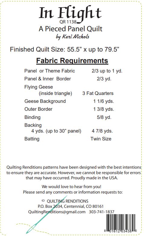 In Flight PDF Quilt Pattern by Quilting Renditions