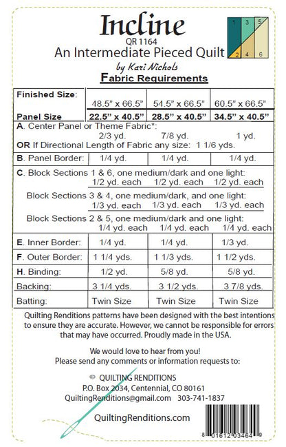 Incline PDF Download Panel Quilt Pattern by Quilting Renditions
