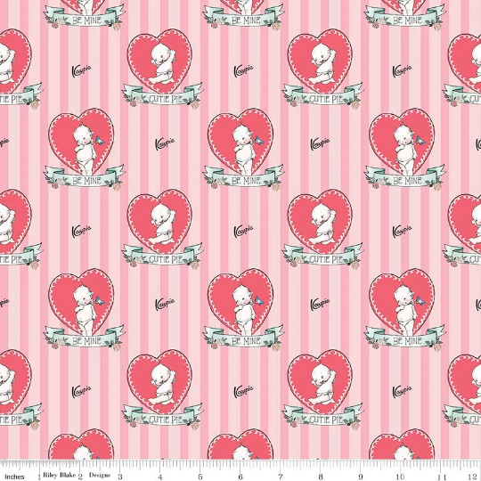 Kewpie Love Doll Pink Stripe by Riley Blake