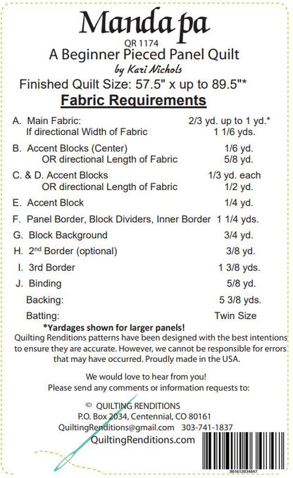 Mandapa PDF Quilt Pattern by Quilting Renditions