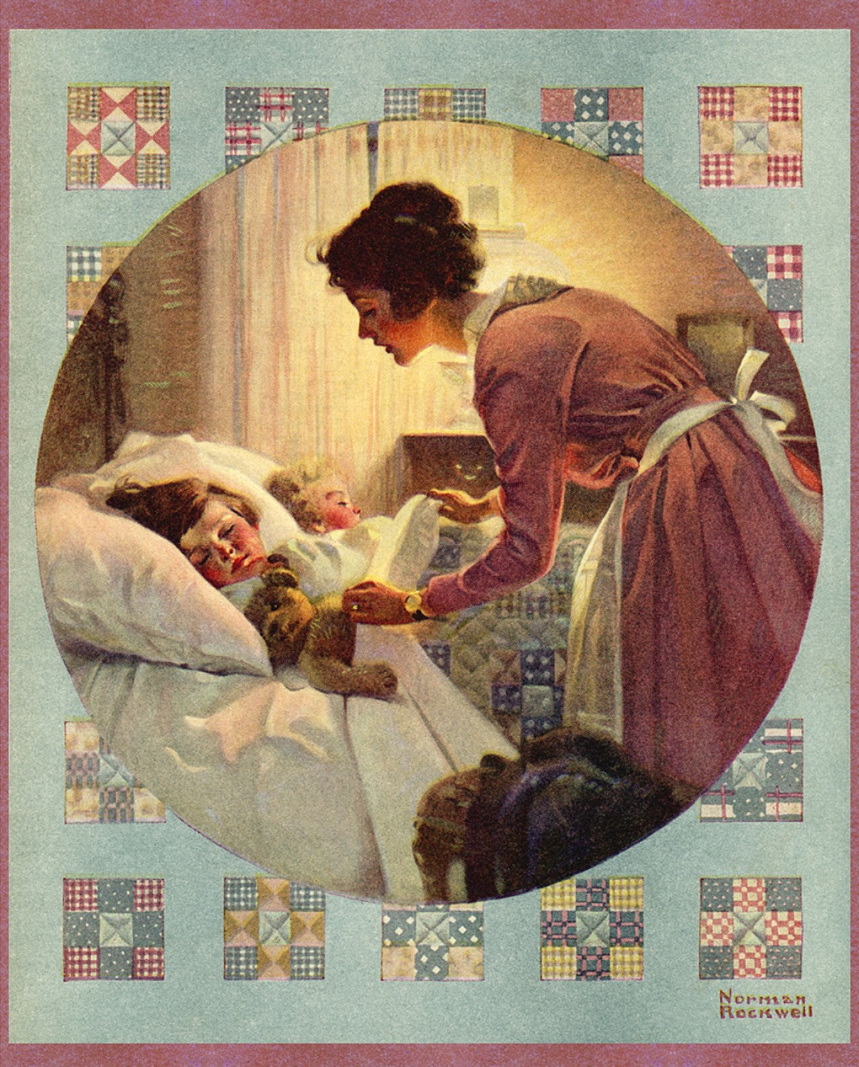 Norman Rockwell Bedtime Fabric Panel #11 **