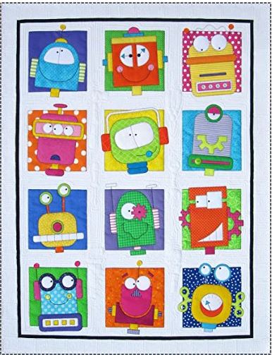 Robots Quilt and Pocket Organizer PDF Download Quilt Pattern by Amy Bradley