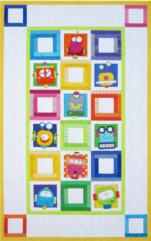 Robots Quilt and Pocket Organizer PDF Download Quilt Pattern by Amy Bradley