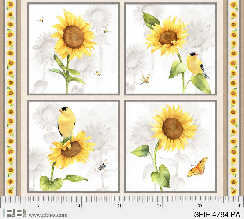 Sunflower Fields Fabric Panel #LO