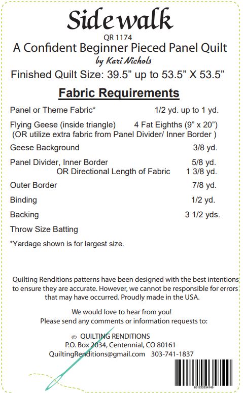 Sidewalk PDF Quilt Pattern by Quilting Renditions