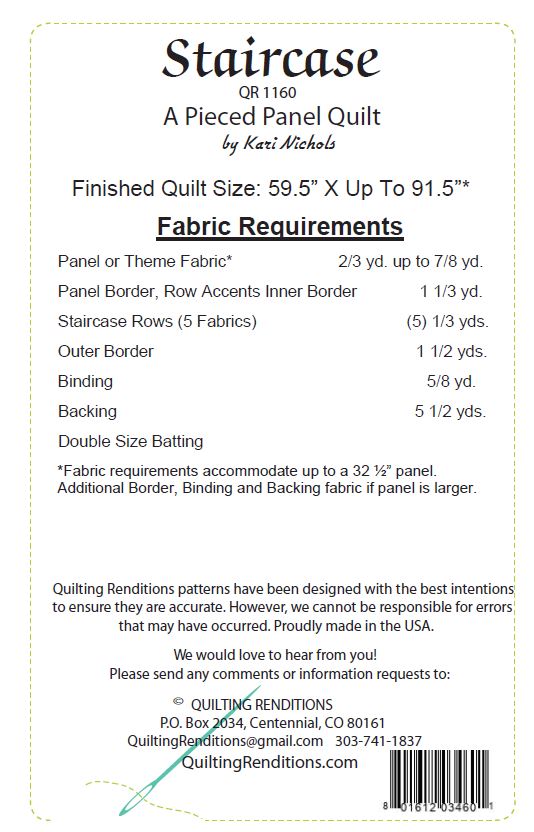Staircase PDF Download Panel Quilt Pattern by Quilting Renditions