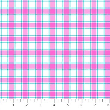 Piccadilly - Pink / Teal  Multi color plaid Fabric **Clearance