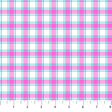 Piccadilly - Pink / Teal  Multi color plaid Fabric