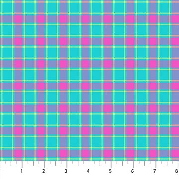 Piccadilly - Teal/Pink Multi color plaid Fabric