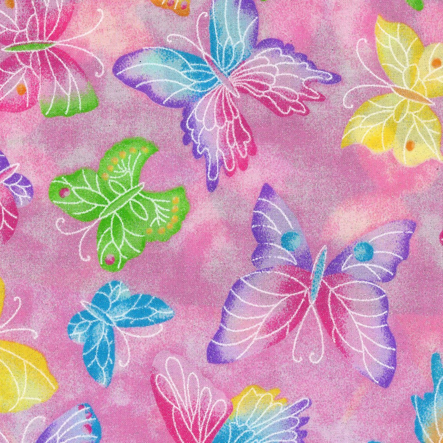 Crystaline Make Believe Glitter Butterfly Fabric