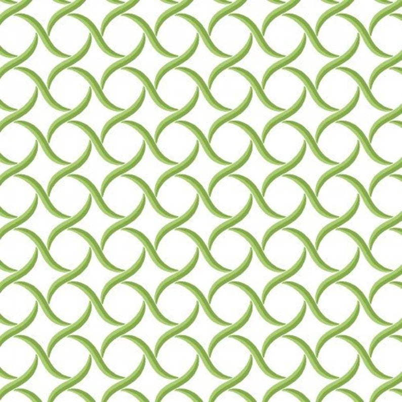 Sommersville Geometric Green on White Cotton Quilting Fabric *