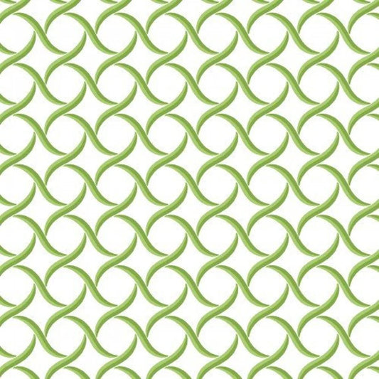 Sommersville Geometric Green on White Cotton Quilting Fabric *