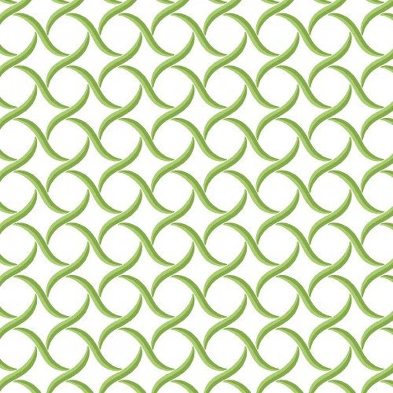 Sommersville Geometric Green on White Cotton Quilting Fabric