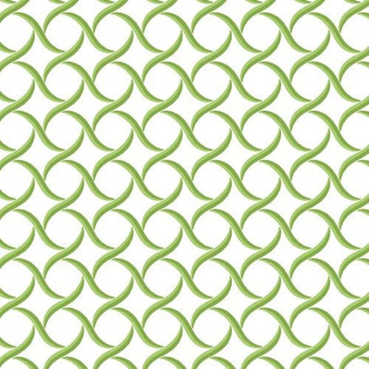 Sommersville Geometric Green on White Cotton Quilting Fabric