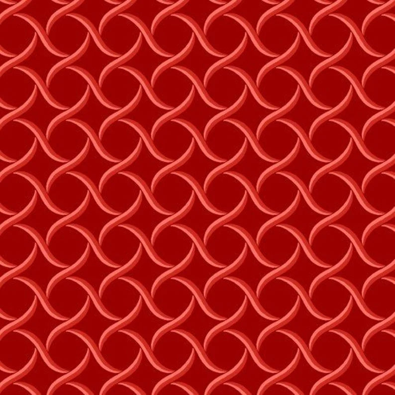 Sommersville Geometric Red on Red Cotton Quilting Fabric *