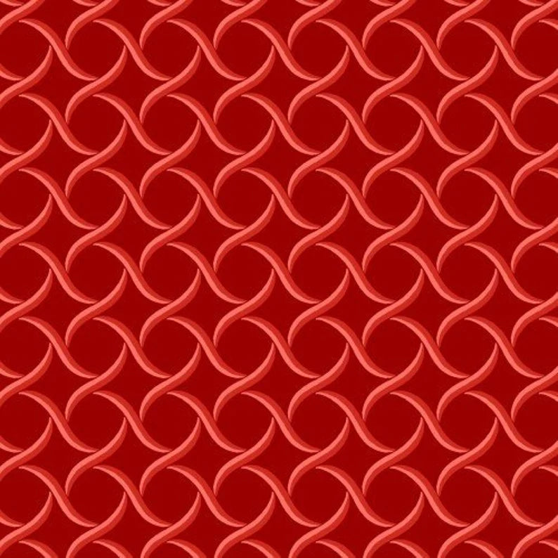 Sommersville Geometric Red on Red Cotton Quilting Fabric