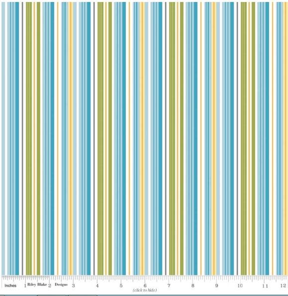 Fine & Dandy Stripe Blue Cotton Quilting Fabric *