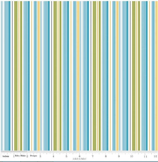 Fine & Dandy Stripe Blue Cotton Quilting Fabric *