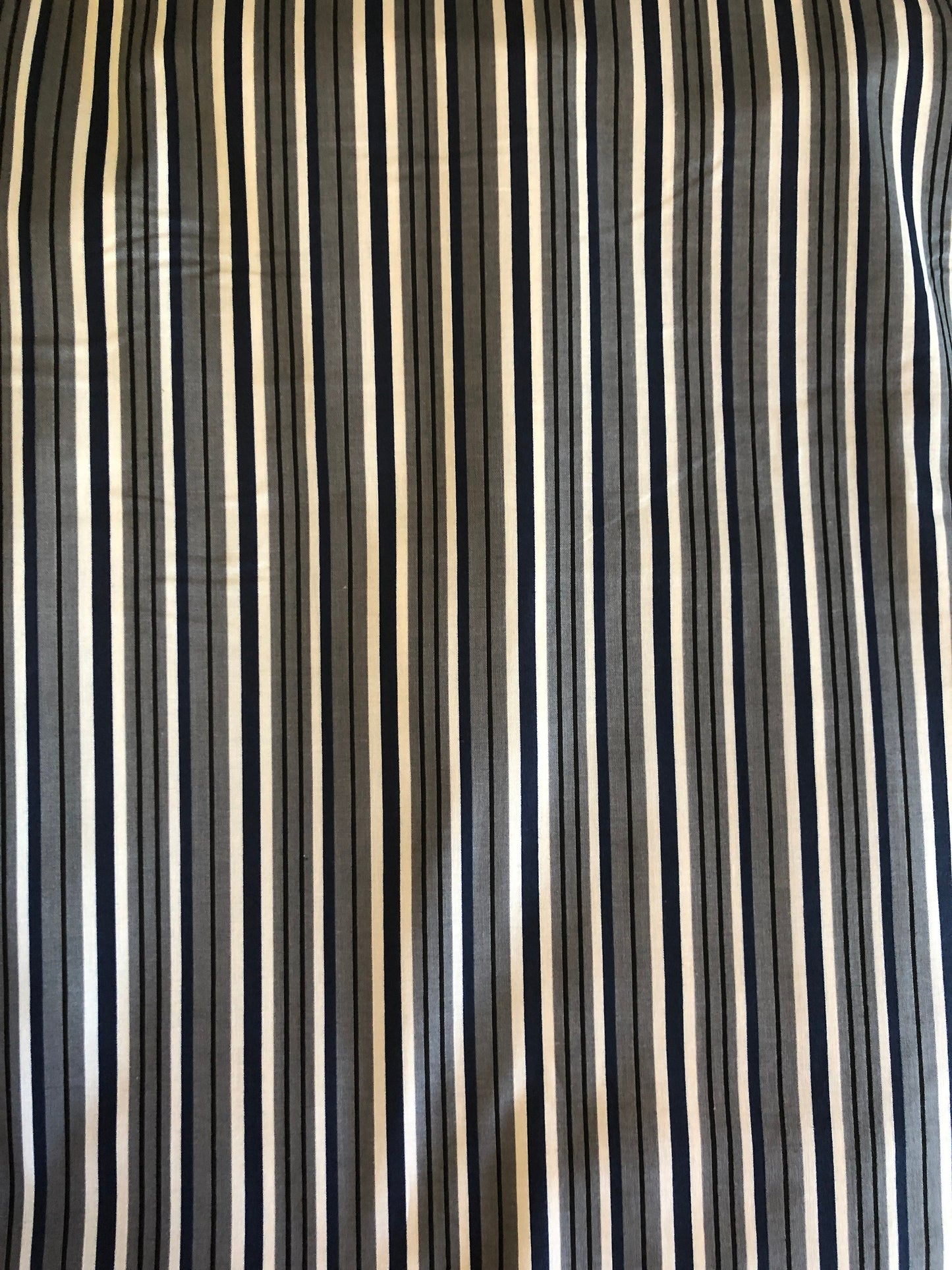 Gray, Navy, Cream and Black Stripe Fabric, Hey Mister cotton shirting fabric *