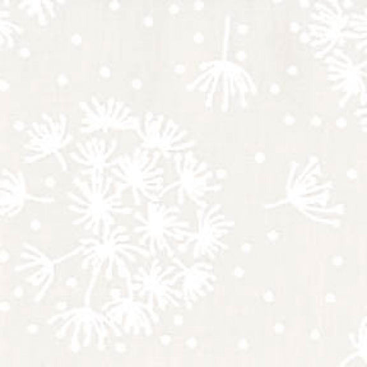 White/White Dandelions Cotton Fabric # 47736-WW *