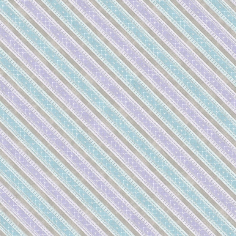 Butterfly Haven - Diagonal Stripe - Grey/Purple -  Cotton Fabric
