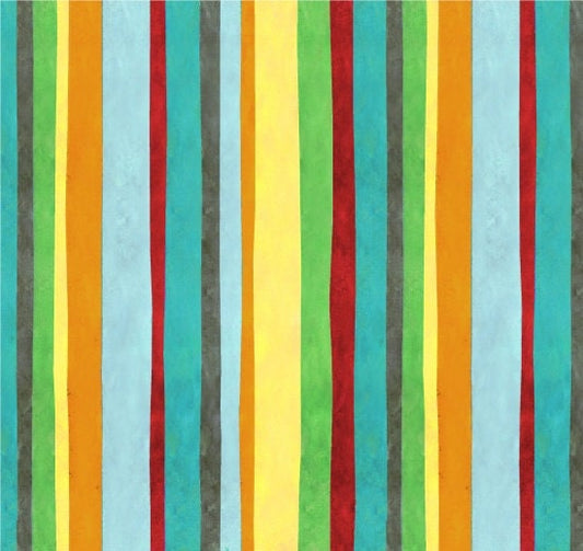 313 Bright Blue Striped Cotton Fabric *