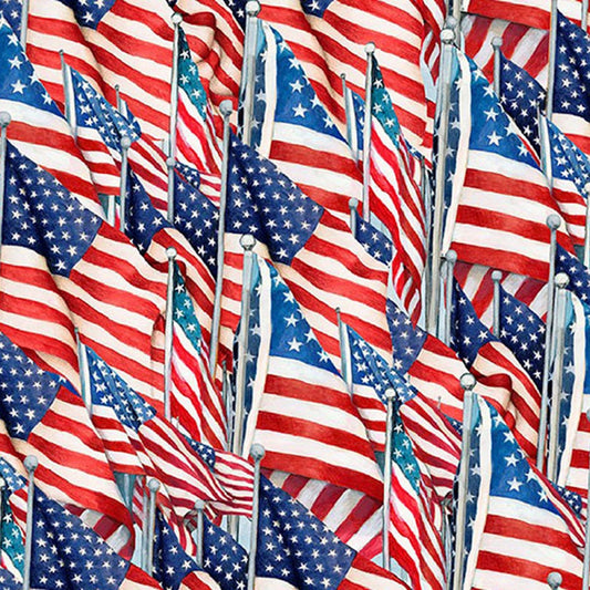 American Flag Toss Fabric