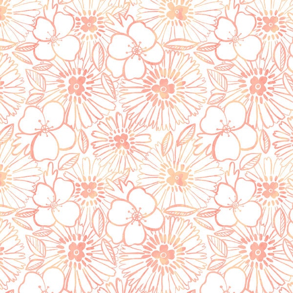 Desert Bloom Cactus in Peach Cotton Quilting Fabric From Dear Stella