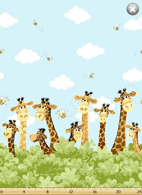 Zoe the Giraffe Double Border Cotton Quilting Fabric by Susybee *