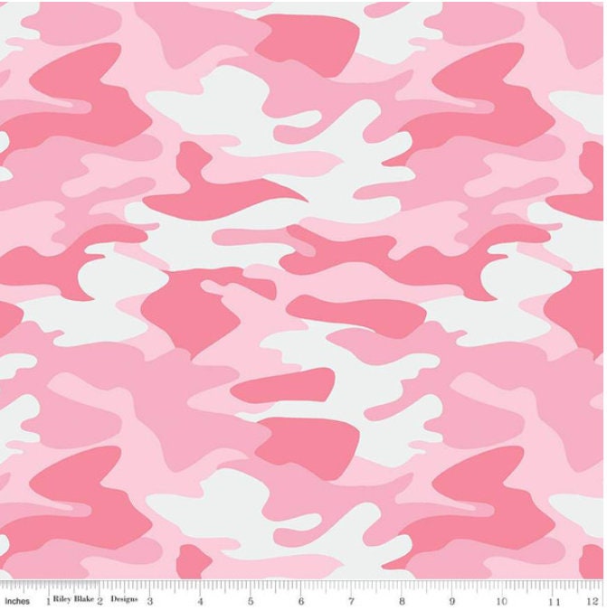 Nobody Fights Alone Camo Pink Cotton Fabric **Clearance
