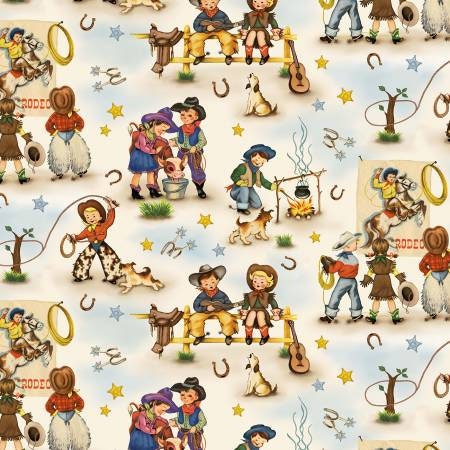 Country Rodeo cowboy All Over Fabric