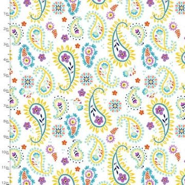 White Paisley Cotton Quilting Fabric