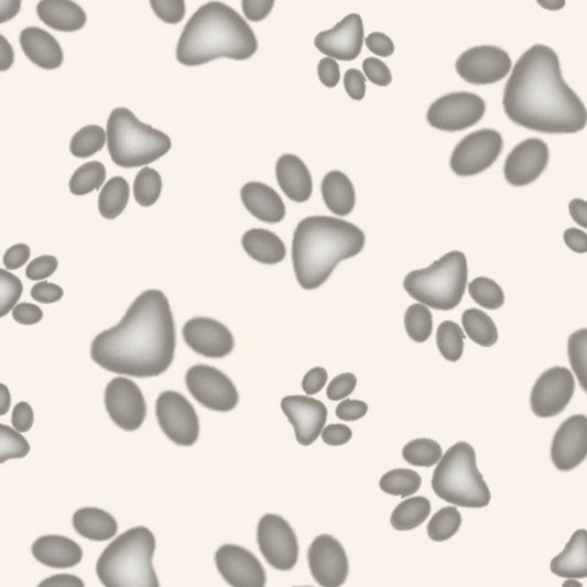 Dog Paw Prints Cream Fabric